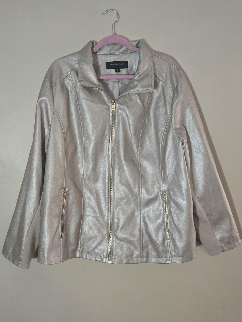 Marc New York Metallic Gold Faux Leather Jacket 3X - Y2K Futurism Club Kid